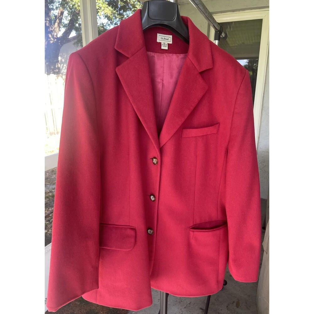 LL Bean 18R Cashmere Wool Blazer Jacket Valentine's Day Red Classic Workwear - Picture 9 of 9